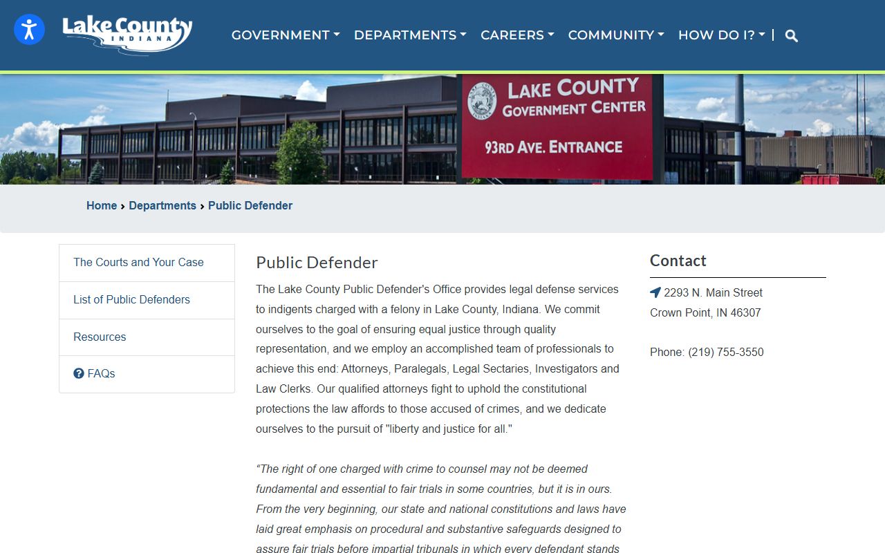 Lake County arrest records and public defender court charges