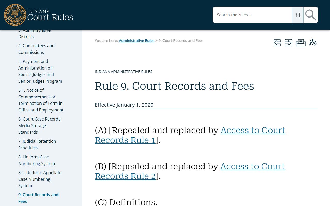 Lake County court records Indiana Administrative Rule 9 source
