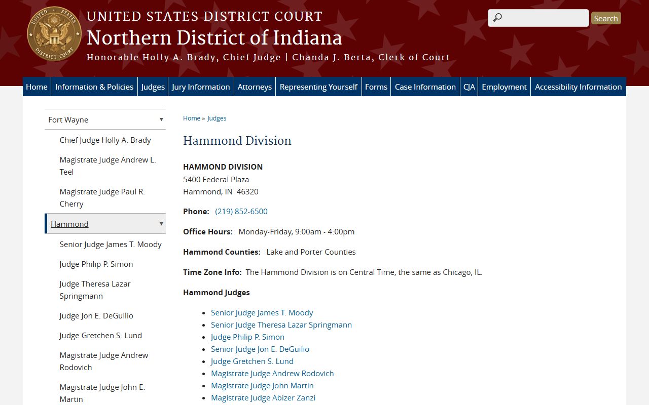 Lake County Circuit and Superior Courts federal Hammond division distinction