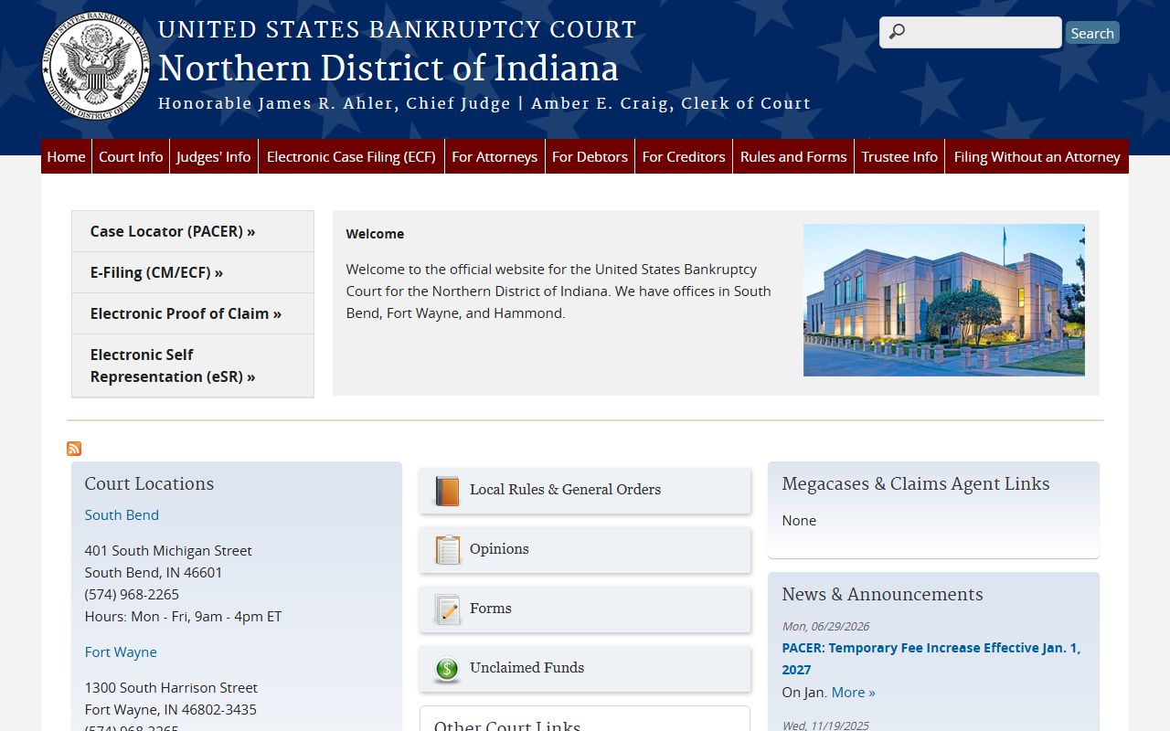 Lake County Circuit and Superior Courts bankruptcy court Hammond location