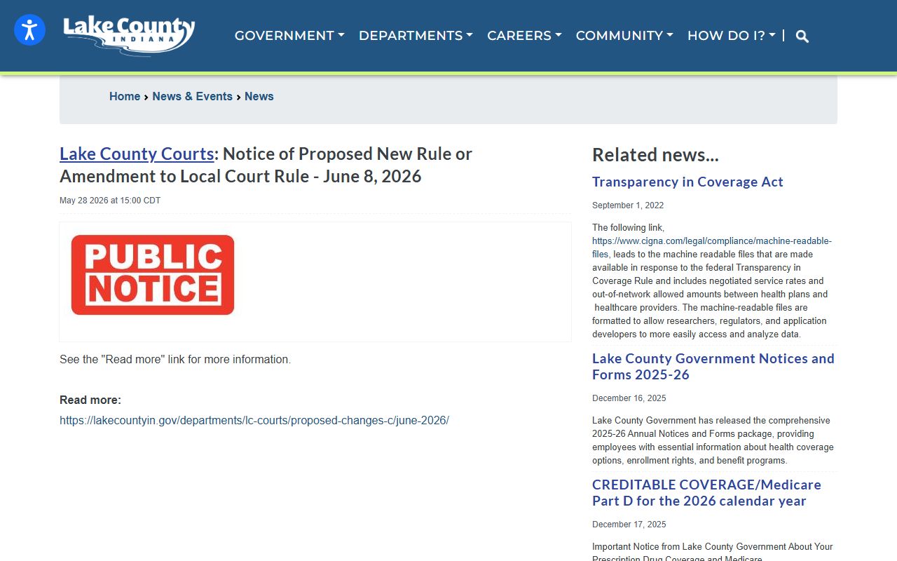 Lake County court records proposed local rule notice