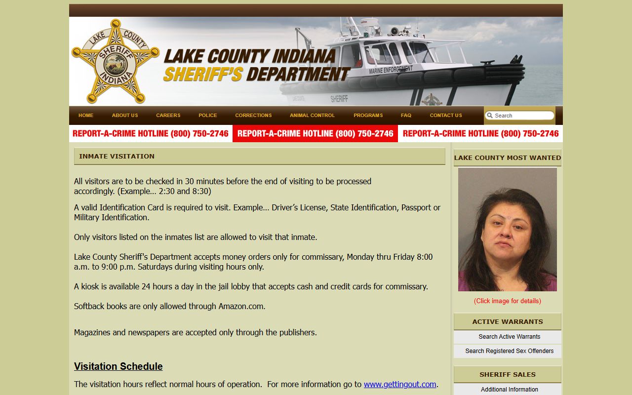 Lake County inmate records visitation rules