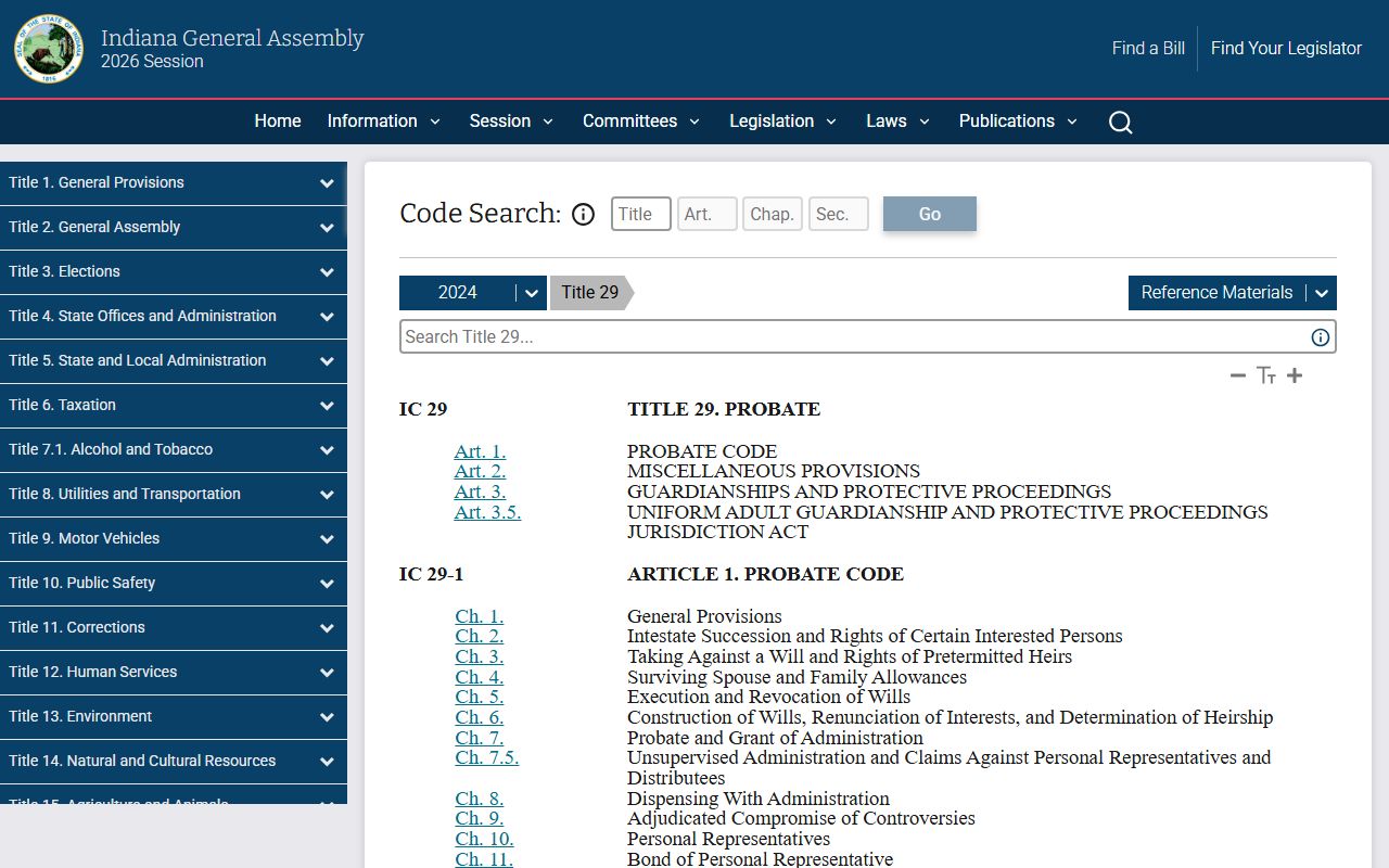 Lake County probate records Indiana Probate Code