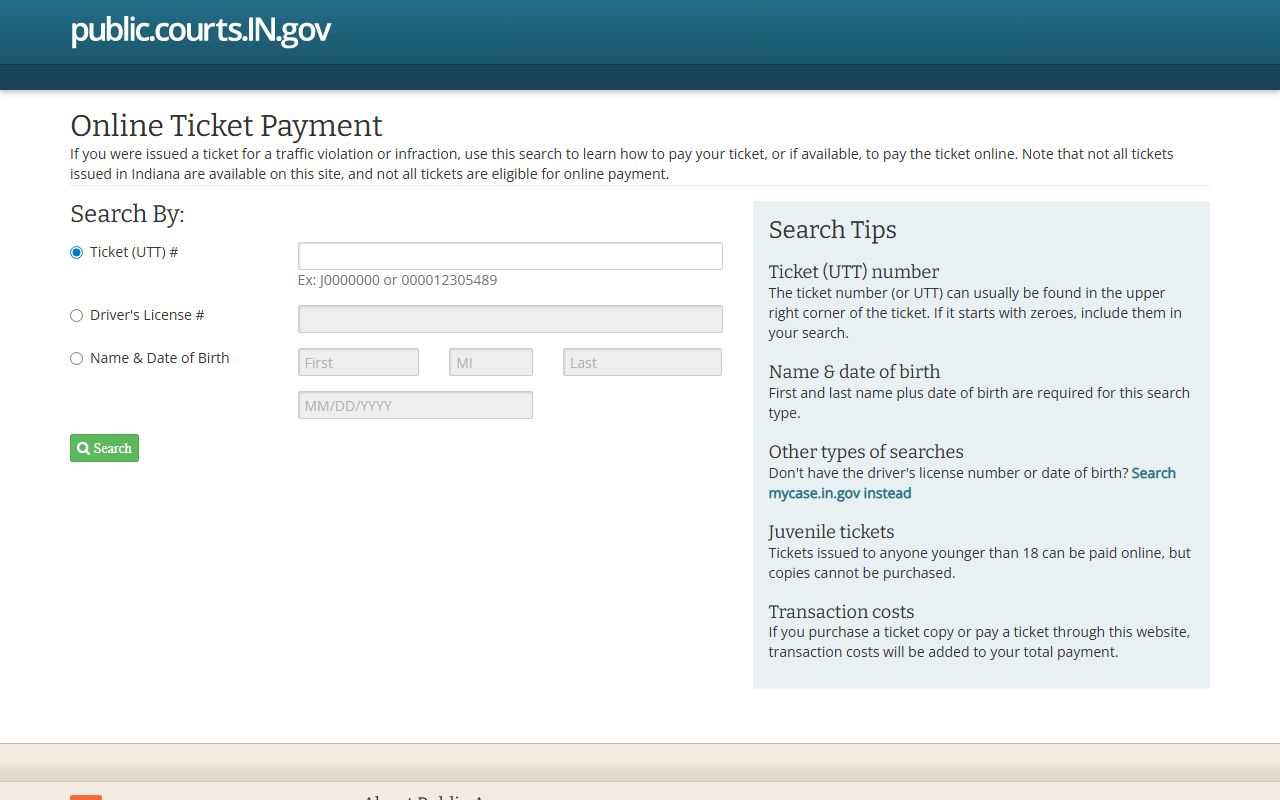 Lake County traffic court records Indiana payment portal
