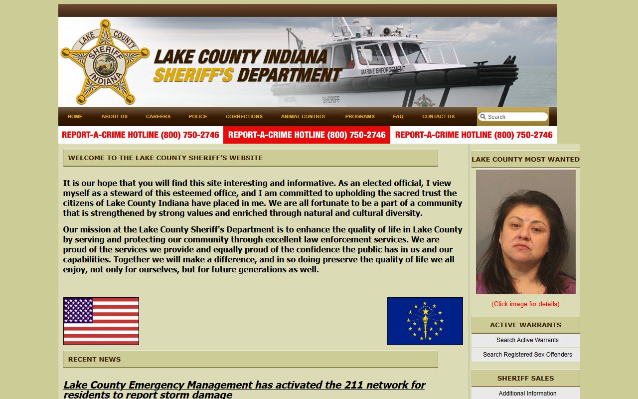 Lake County warrant search sheriff department homepage